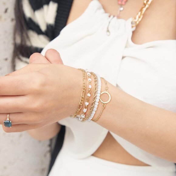 33 Pcs Metal Bracelets Set for Women Mixed Gold Silver Stylish Stackable Jewelry - Picture 6 of 6